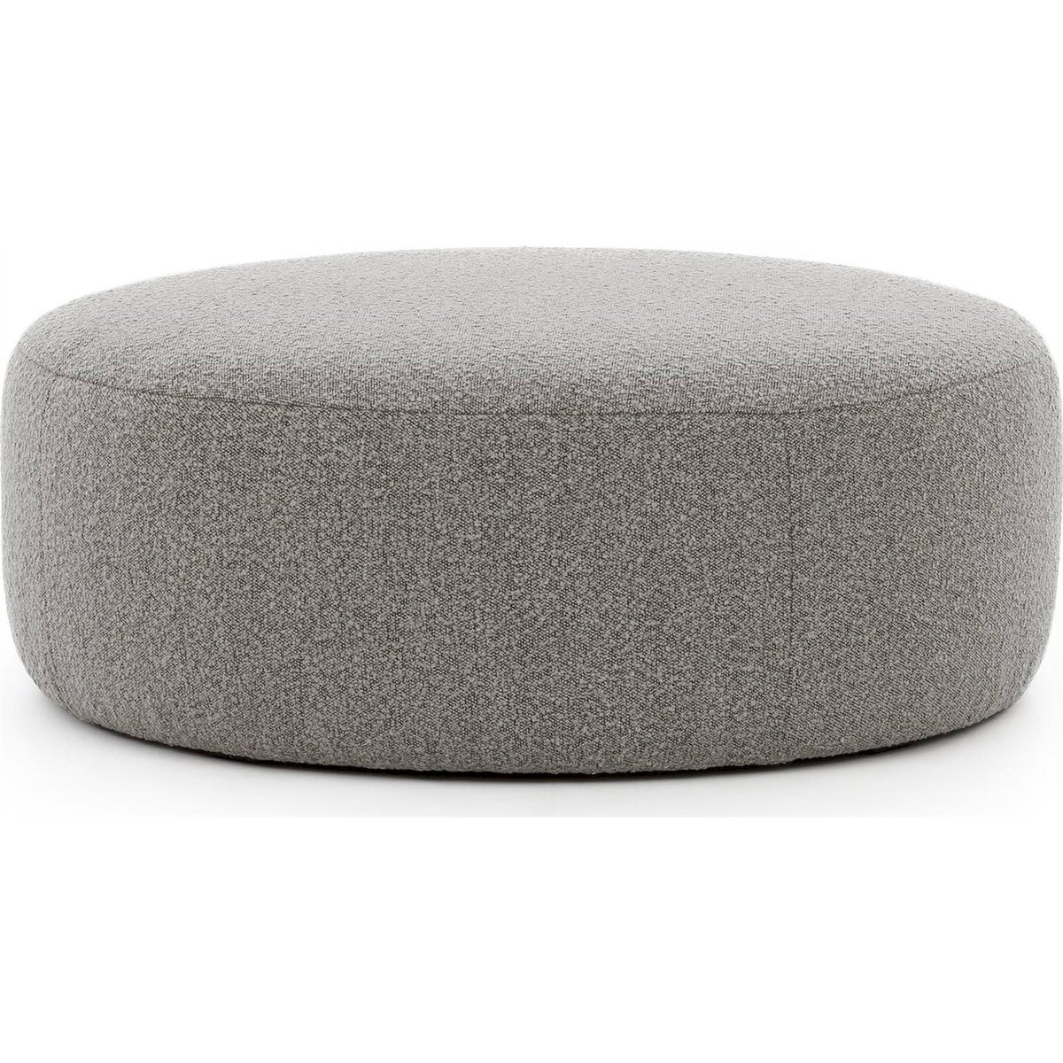 Pouf rond CASTELLINA en tissu bouclé gris chiné abriamo, RECOLLECTION