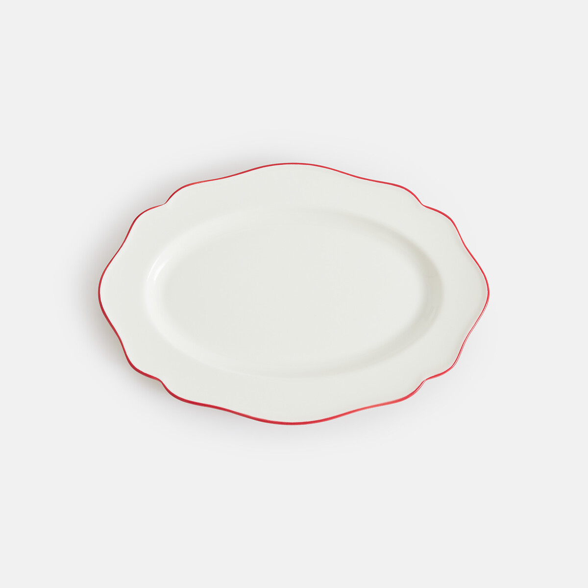 Plat de présentation petit modèle, en porcelaine, COLOMBE blanc/rouge, LA REDOUTE INTERIEURS