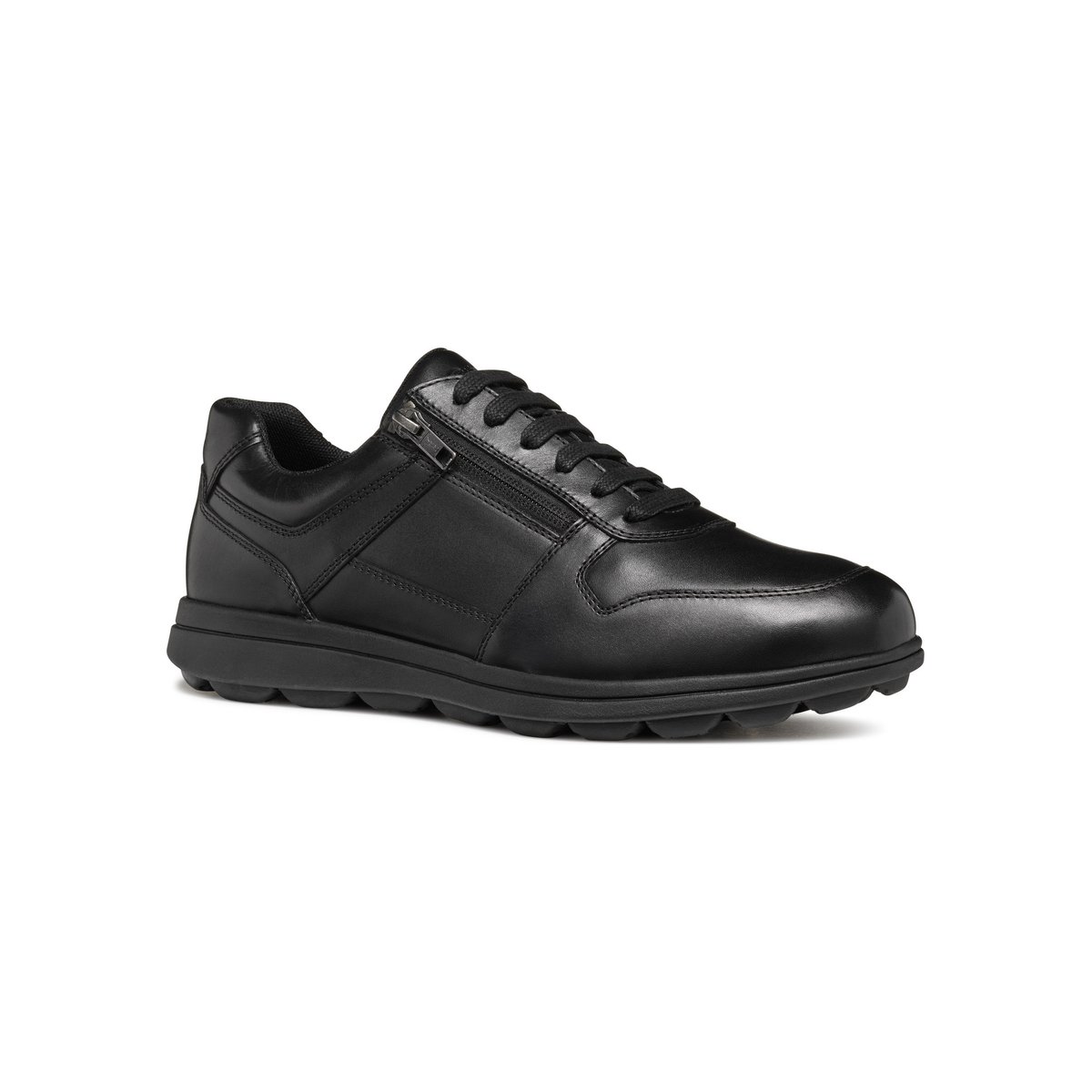 Baskets respirantes zippées en cuir Spherica EC12 noir, GEOX