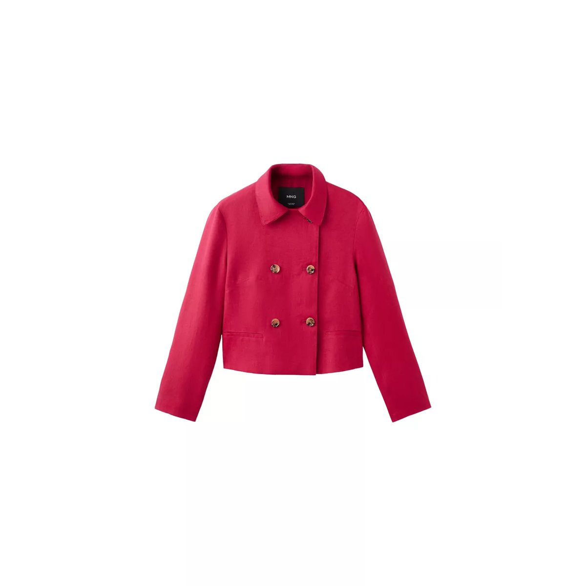 Veste en lin à double boutonnage rouge, MANGO