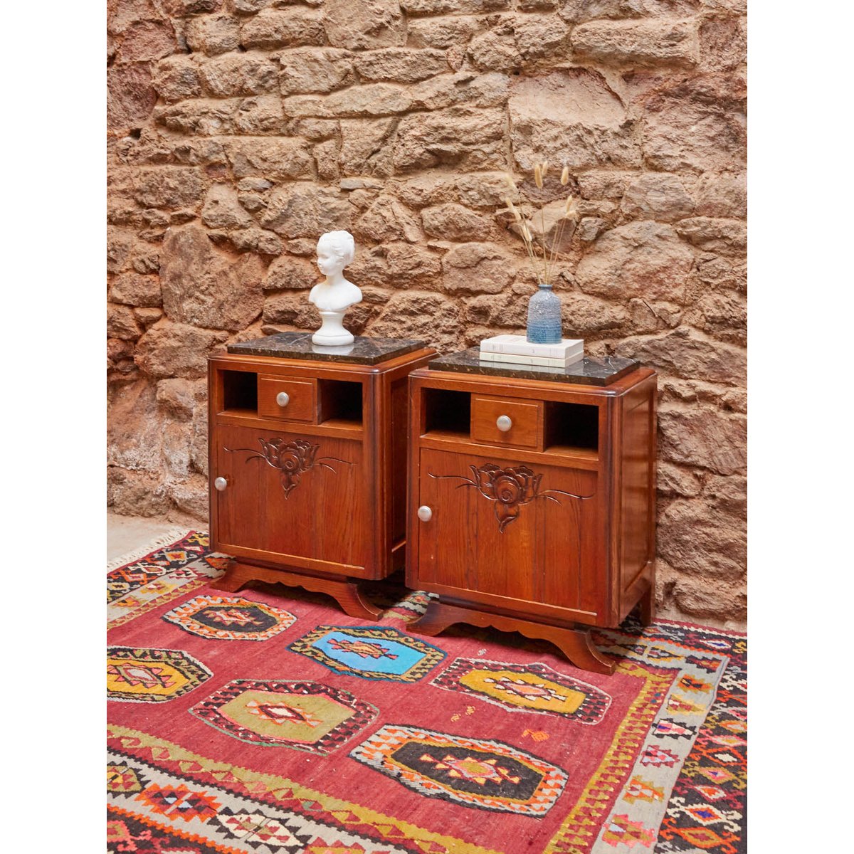 Paire de chevets Art déco Odile N°1261 - Bon état bois foncé, DEBONGOUT
