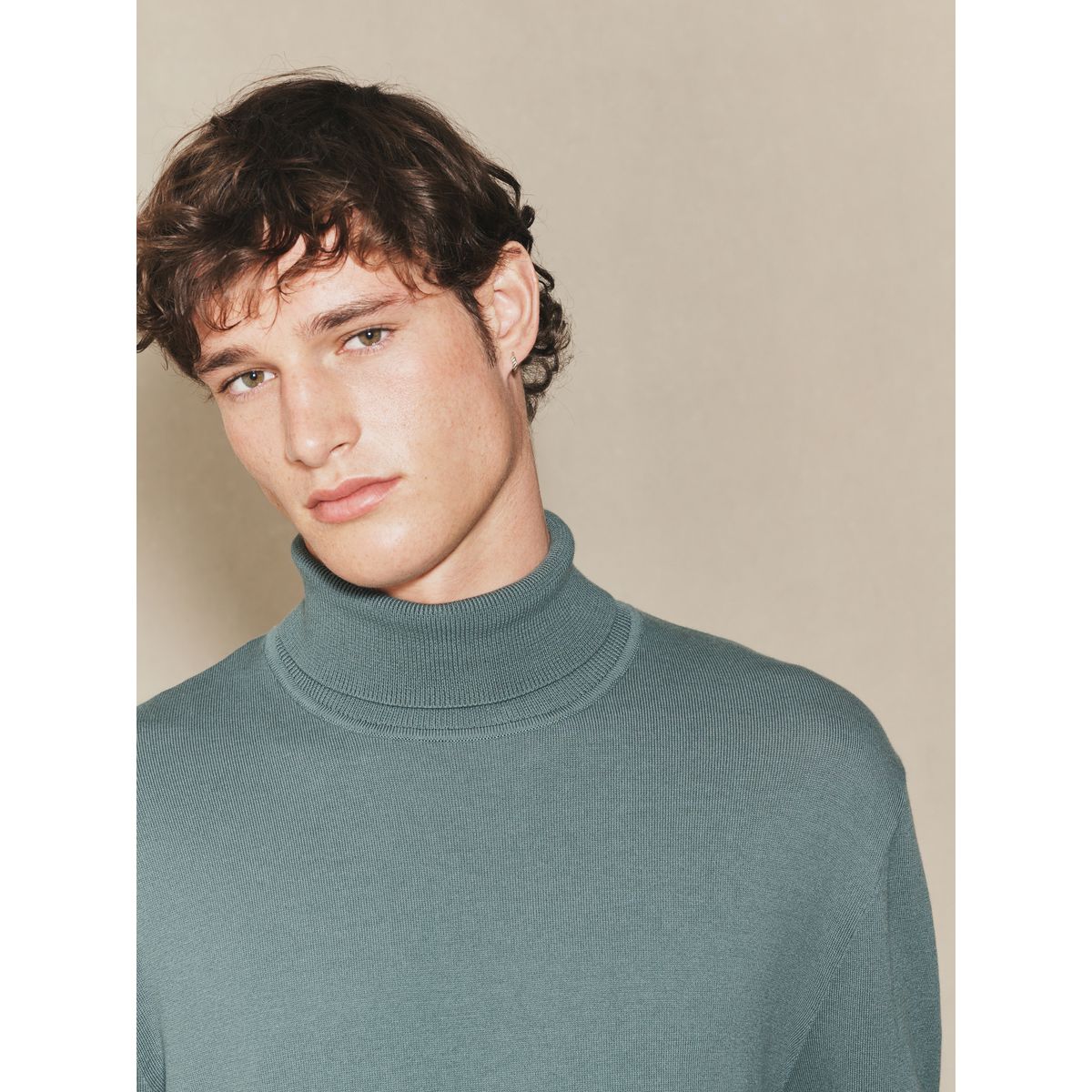 Pull col roulé en maille à manches longues bleu sarcelle, NEXT