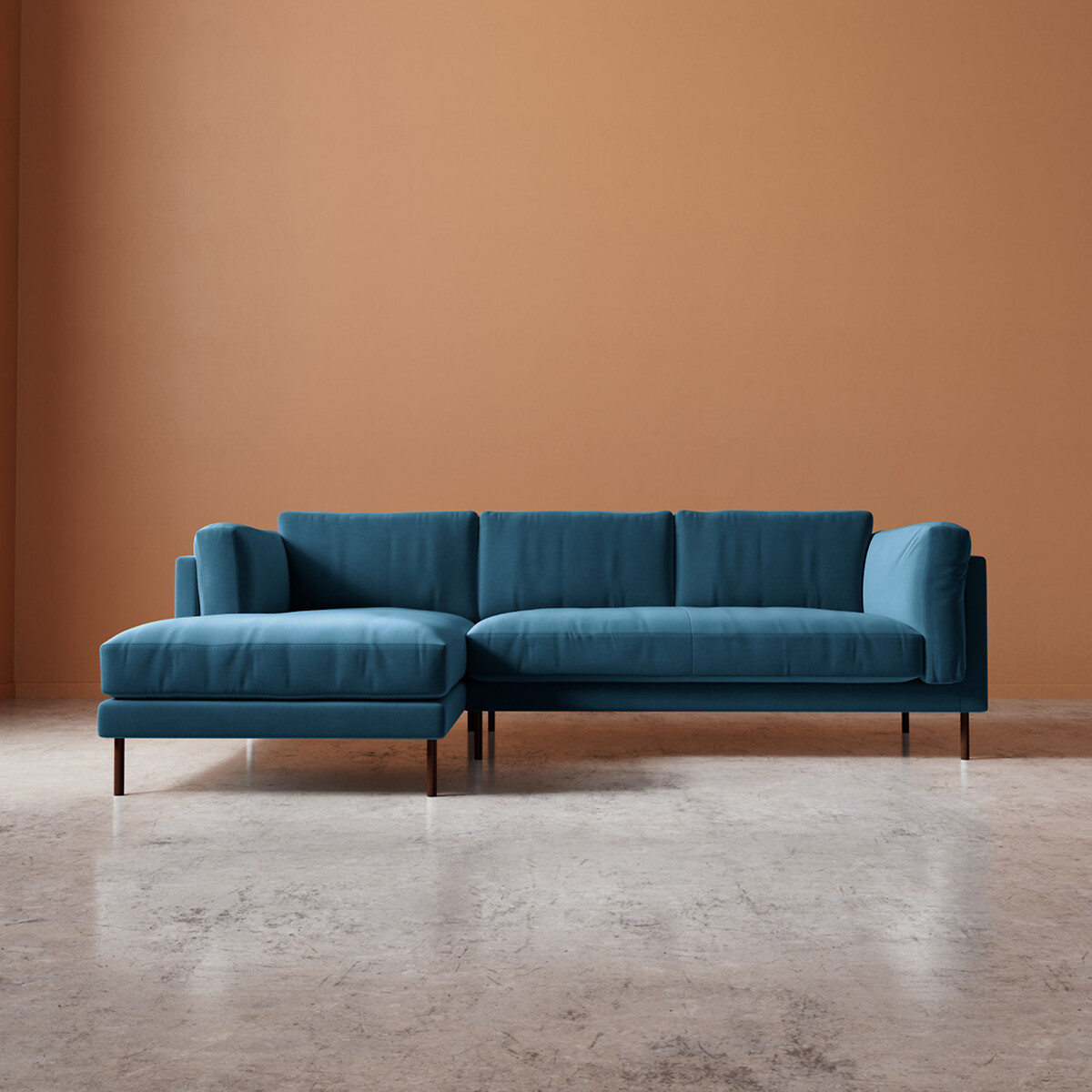 Munich Easy Velvet Corner Chaise Sofa petrol blue, SWOON
