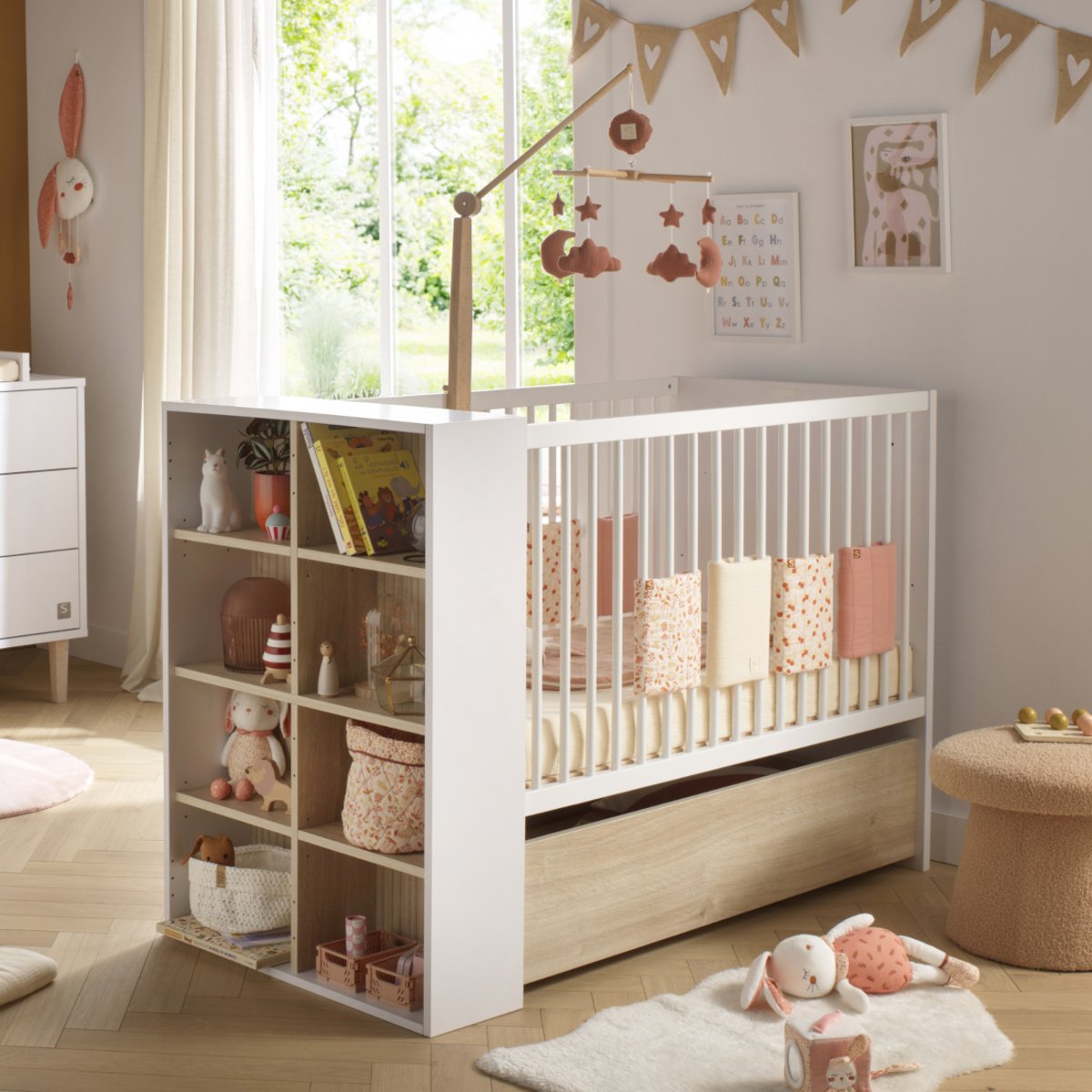Lit transformable en lit blanc/marron, SAUTHON