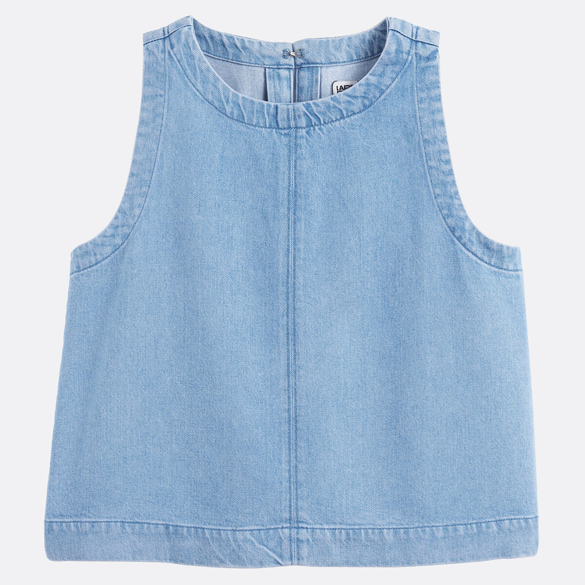 Top sans manches col rond en denim bleu bleach, LA REDOUTE COLLECTIONS