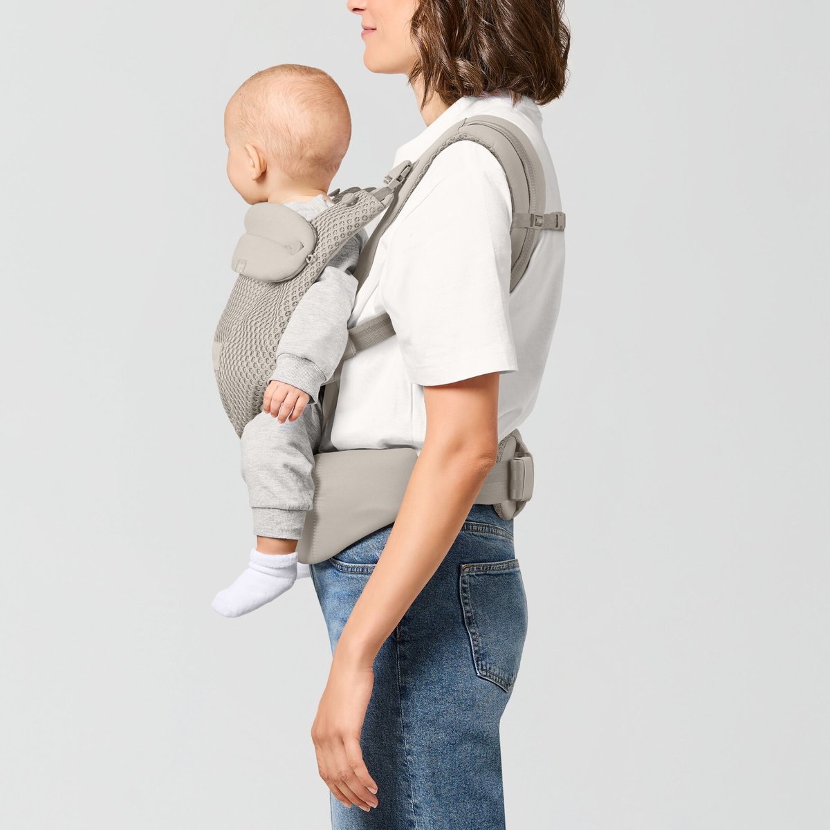 Porte-bébé ergonomique Amya évolutif bébé respirant gris dune grey, CYBEX