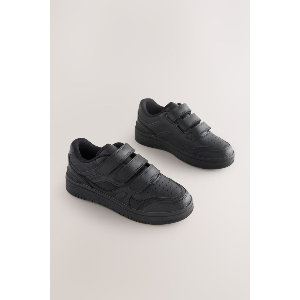 Chaussures d'école en cuir à scratch noir, NEXT