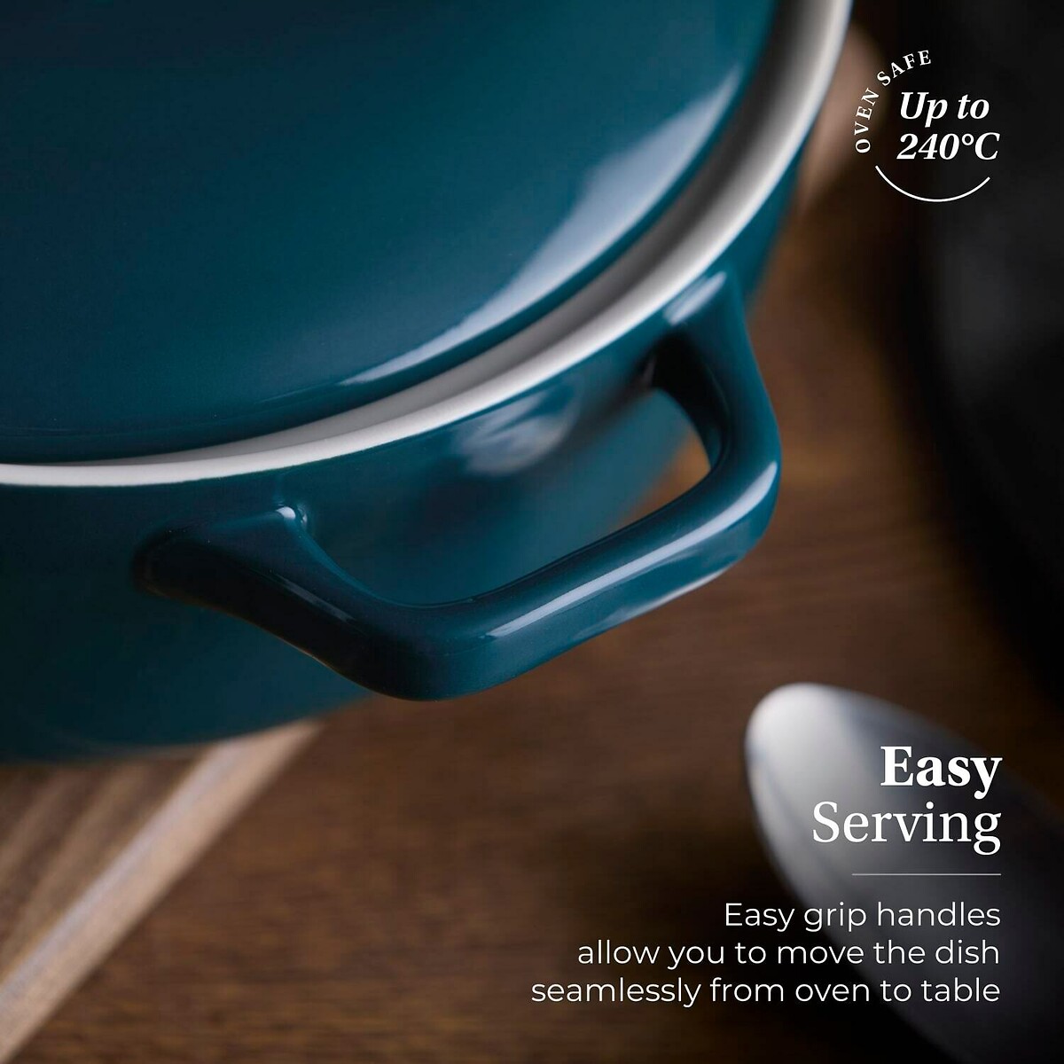 23cm Nattura Shallow Casserole teal, BARBARY & OAK