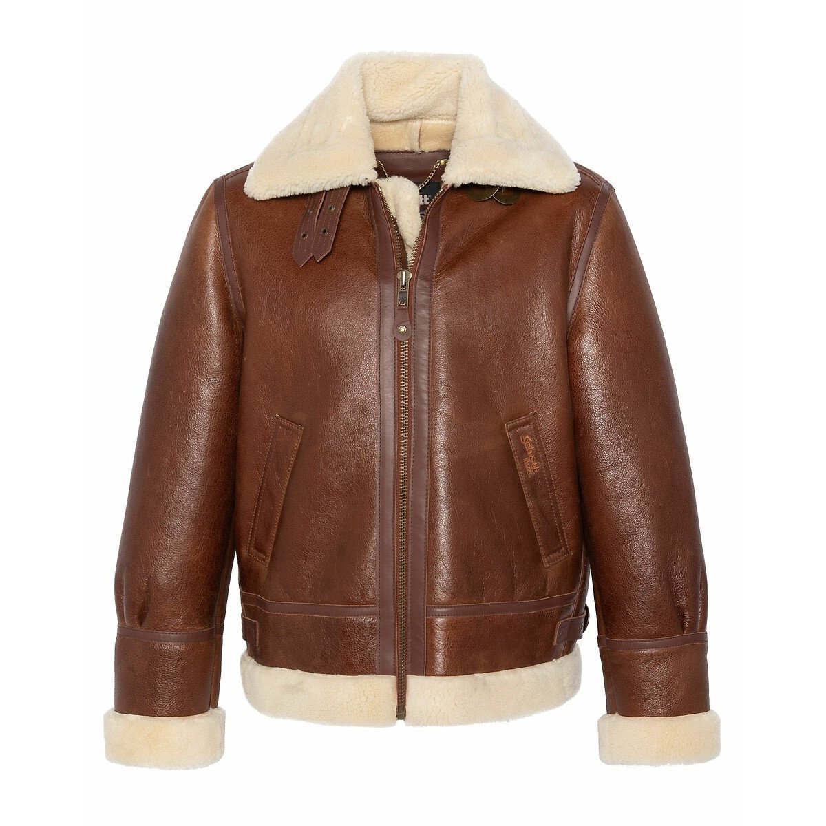 Blouson bombardier en cuir de mouton LC 1259 moka, SCHOTT