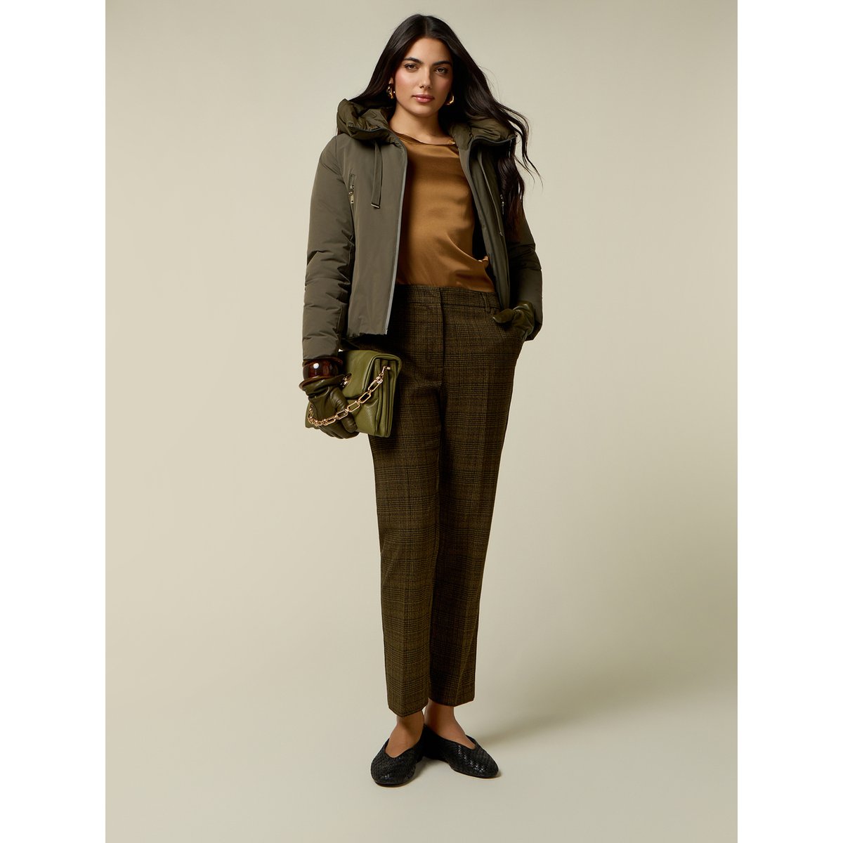 Pantalon à carreaux marron, OLTRE