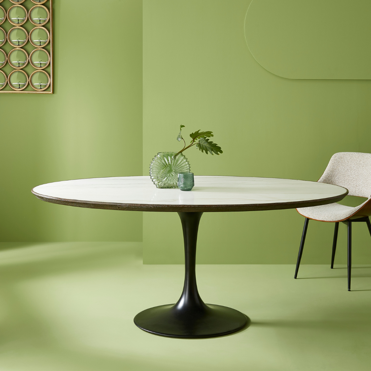 Table de salle à manger ovale en marbre blanc L180 cm - TULIPE blanc, SIGNATURE