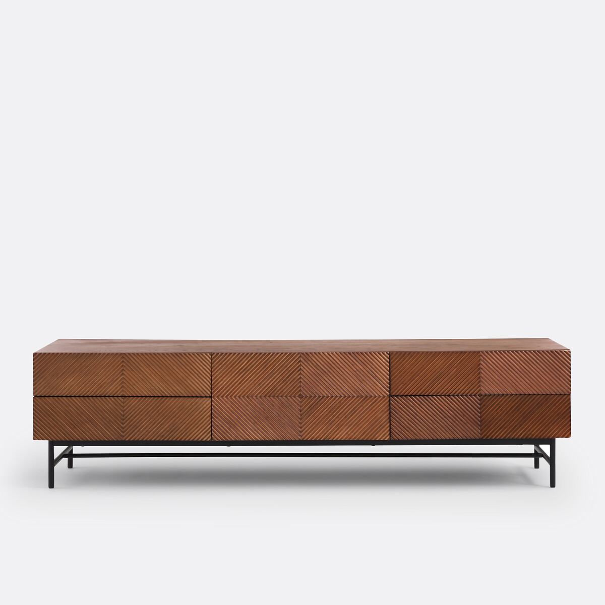 Jerem 180cm Textured Front Walnut Stained TV Unit walnut color stained, LA REDOUTE INTERIEURS