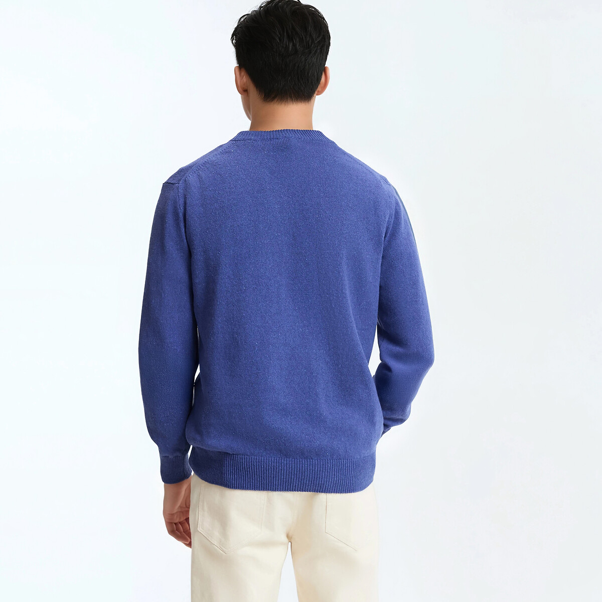 Fine Knit Crew Neck Jumper indigo blue, LA REDOUTE COLLECTIONS