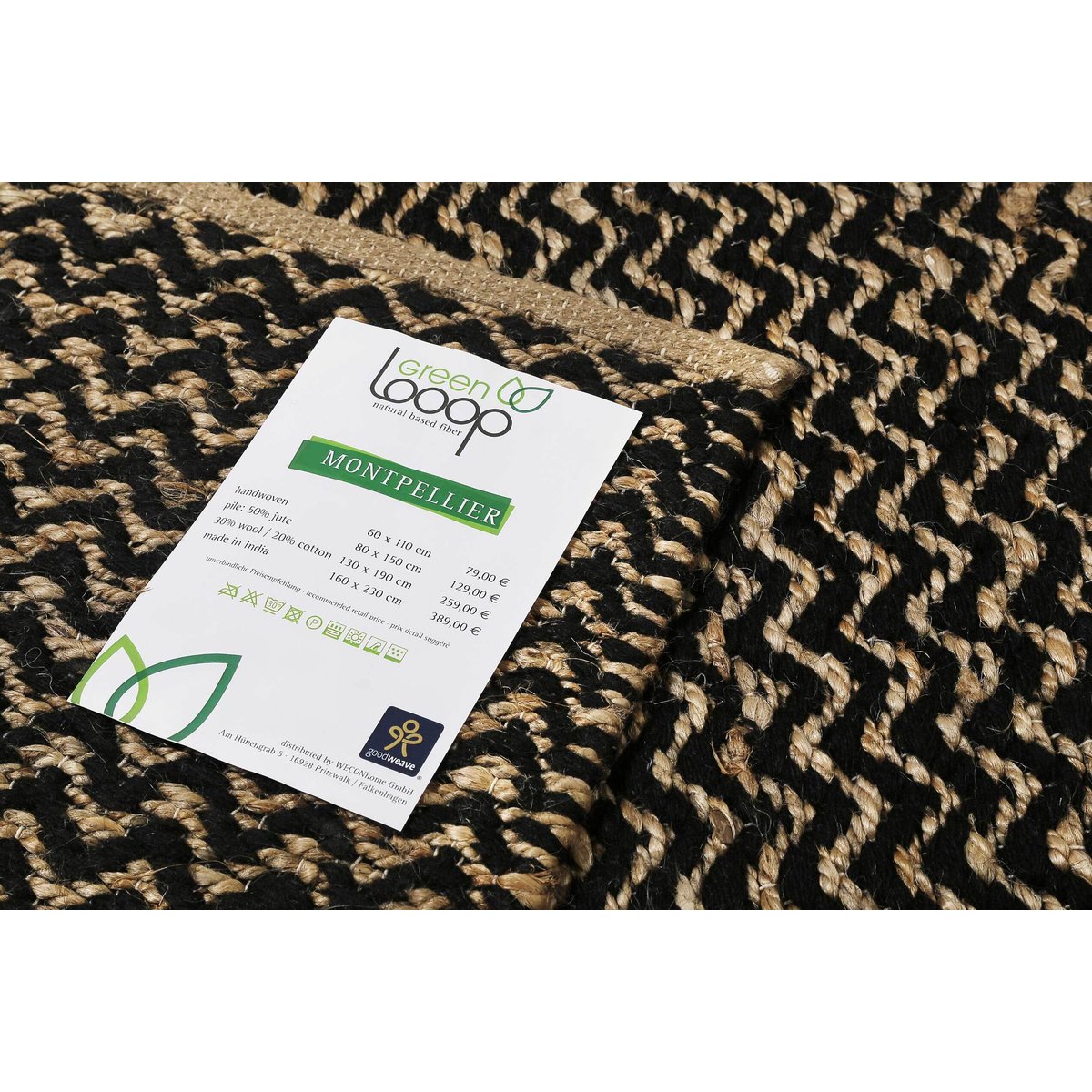 Tapis jute motif zigzag rectangulaire , MONTPELLIER naturel, WECON HOME