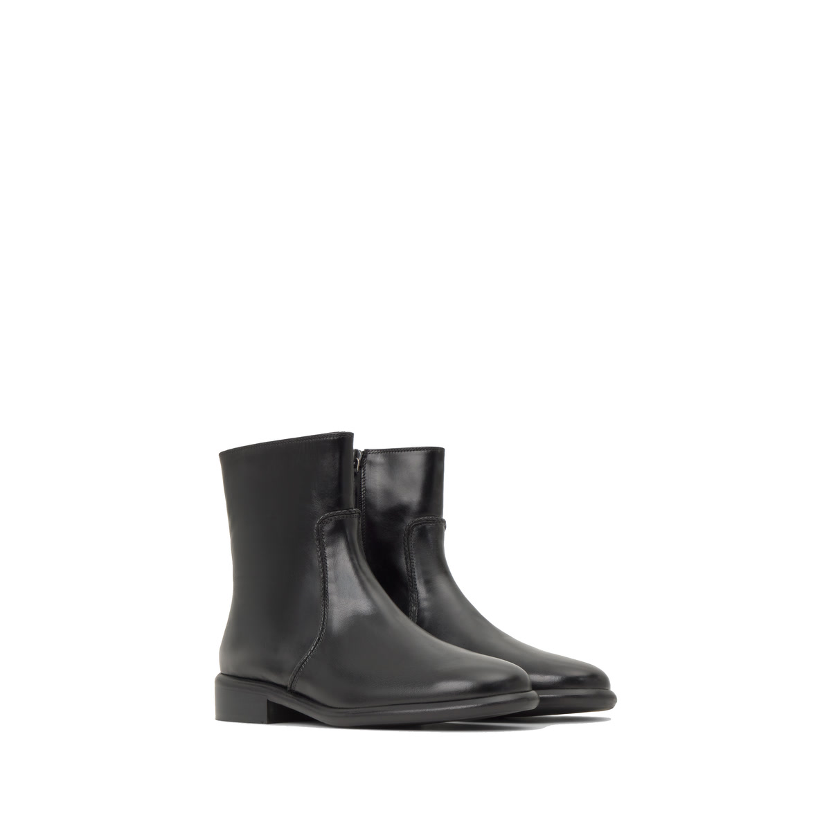 Bottines à talon large en cuir ELSA noir, CASTANER