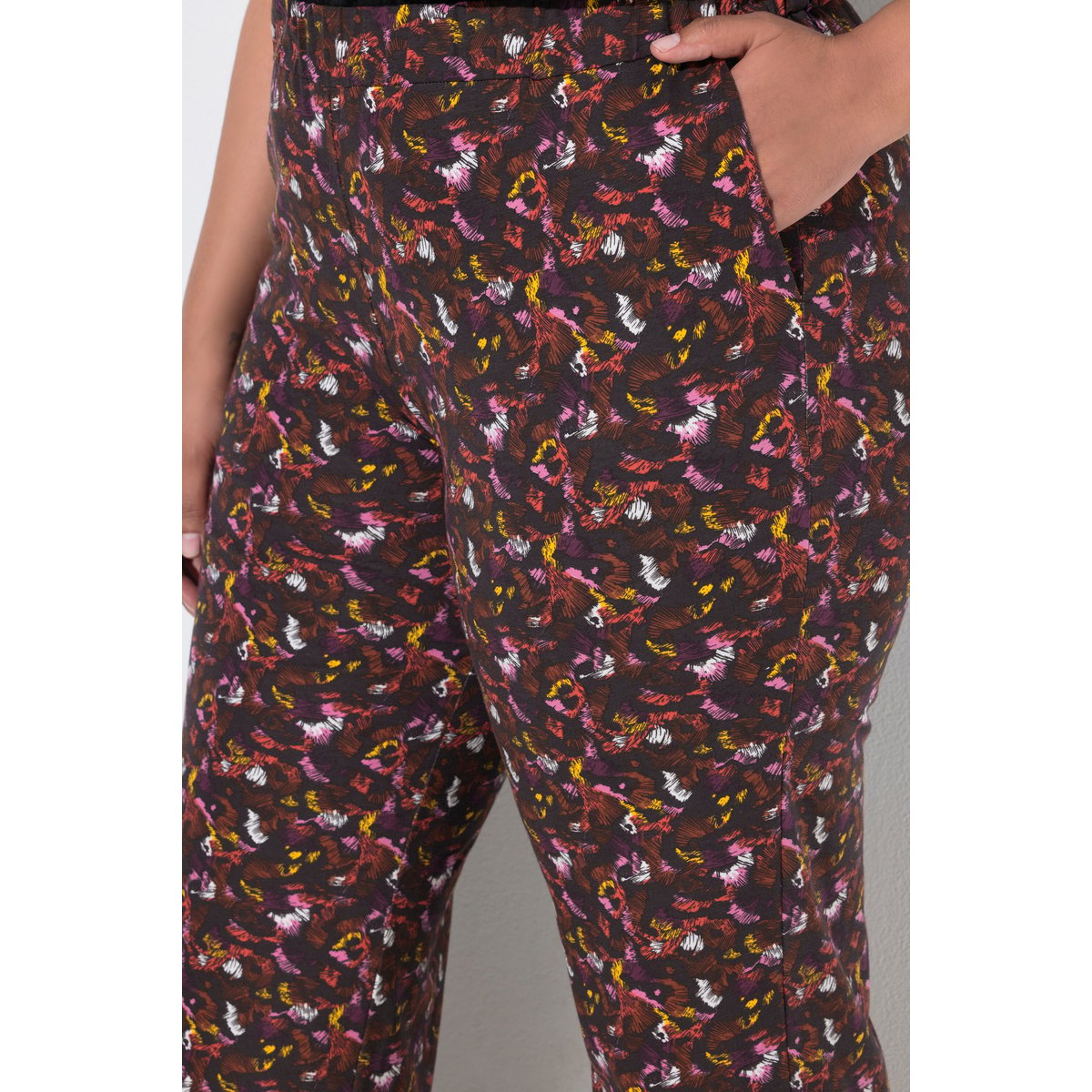 Pantalon en jersey, imprimé, jambe large rouge rubis, ULLA POPKEN