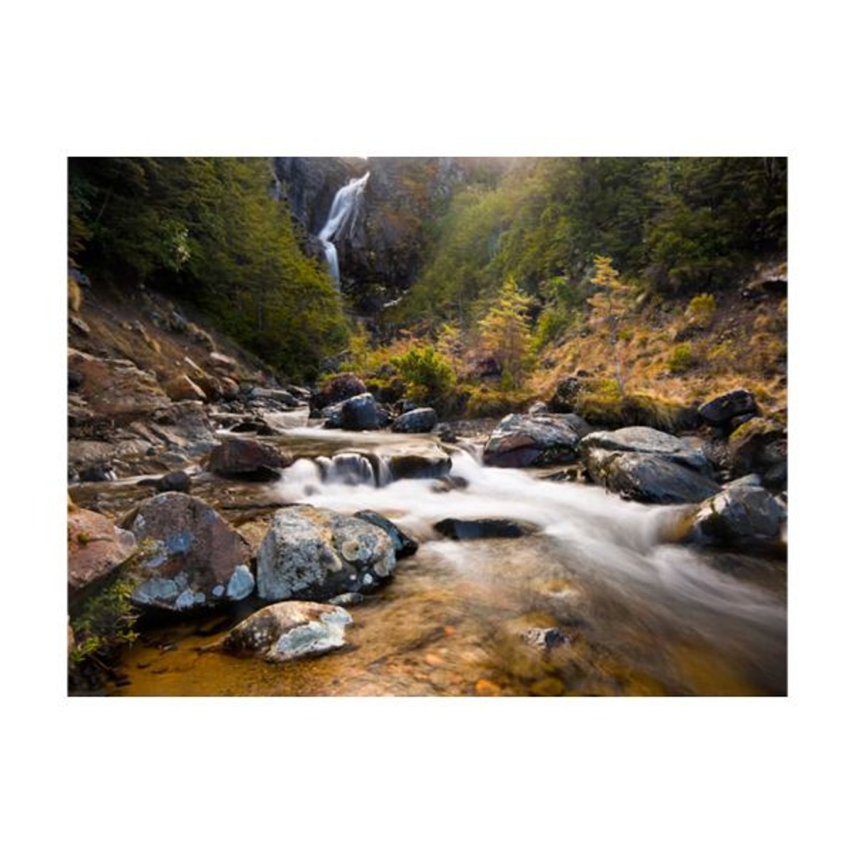 Papier peint intissé panoramique Paysage Ohakune - Waterfalls in New Zealand blanc, EDEN