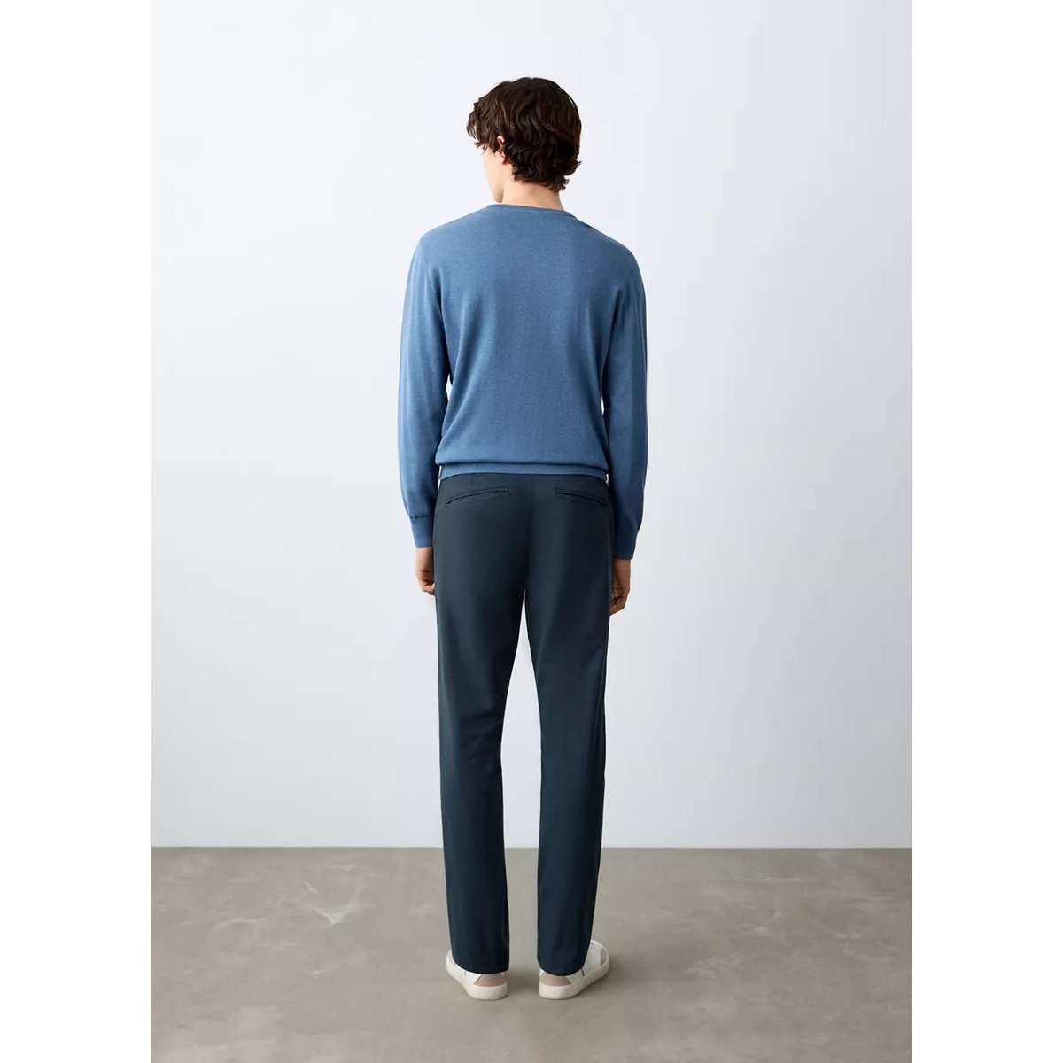 Pantalon chino uni bleu marine, MANGO TEEN