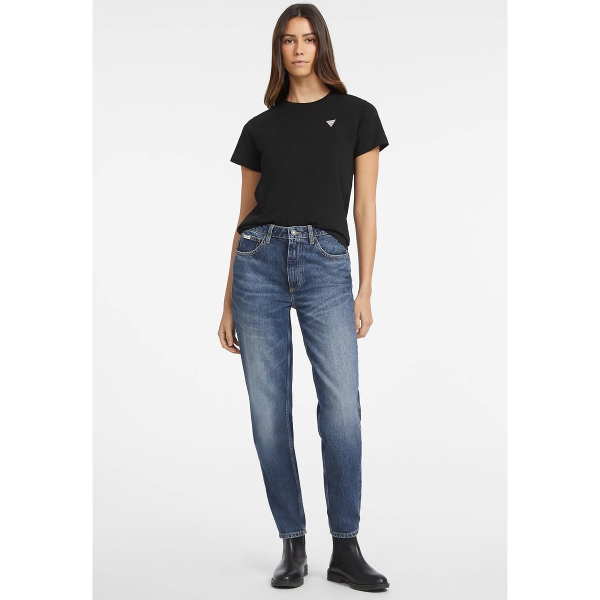 T-Shirt Classique Mini Triangle noir, GUESS JEANS