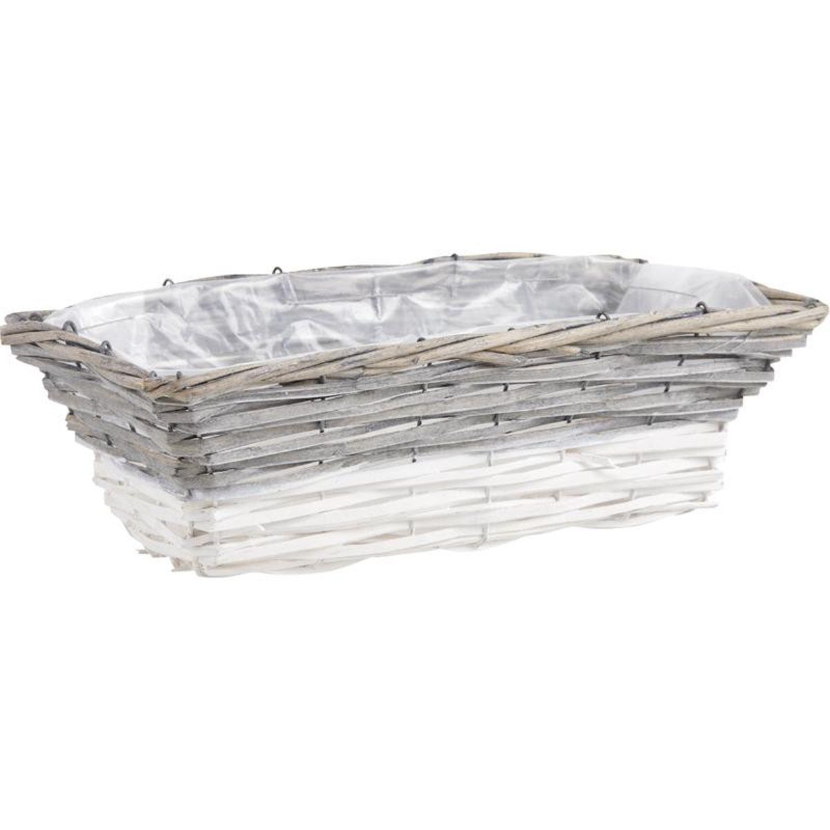 Jardinière Osier Blanc et Gris 38 cm couleur unique, AUBRY GASPARD