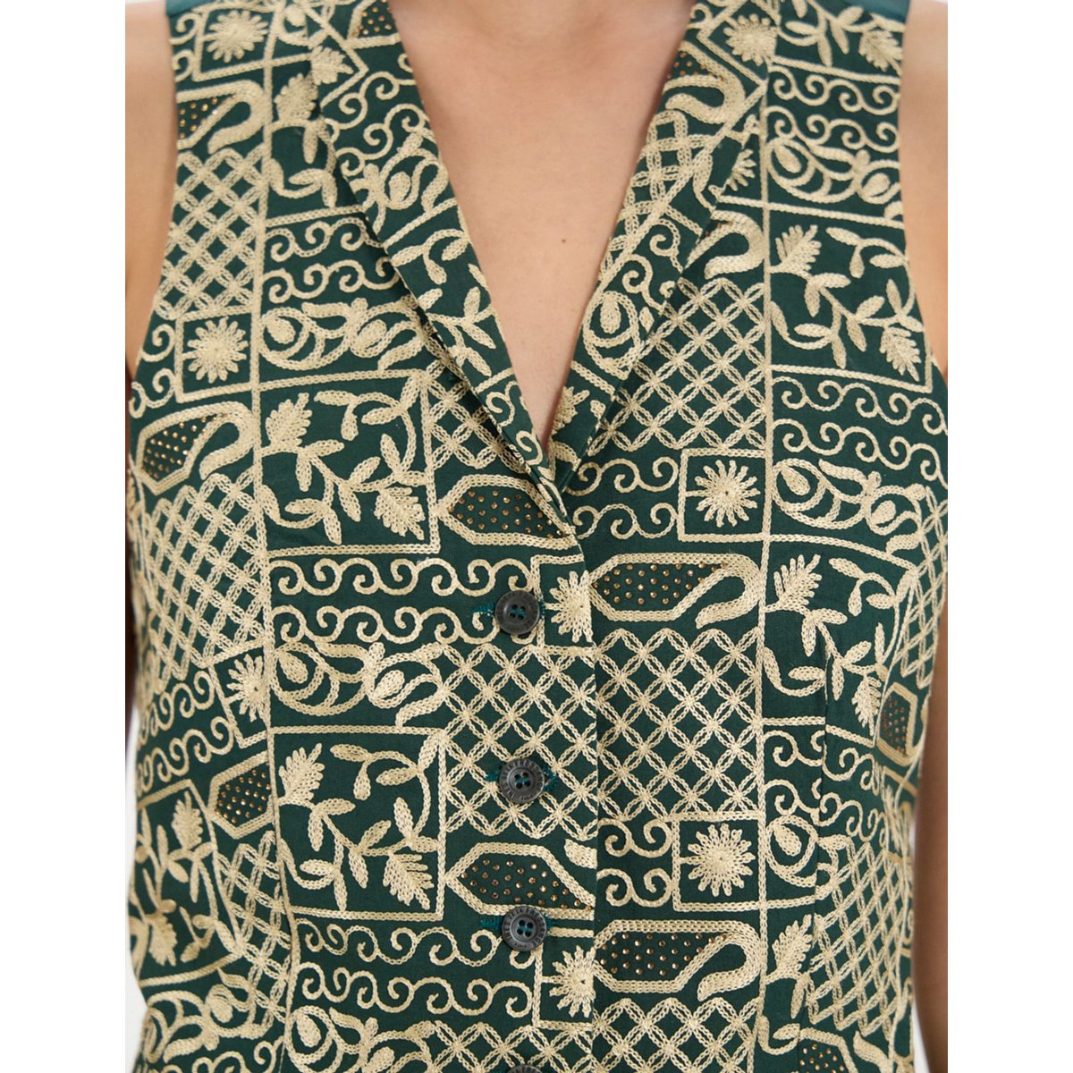 Gilet Robinson en coton brodé vert green, INES DE LA FRESSANGE PARIS