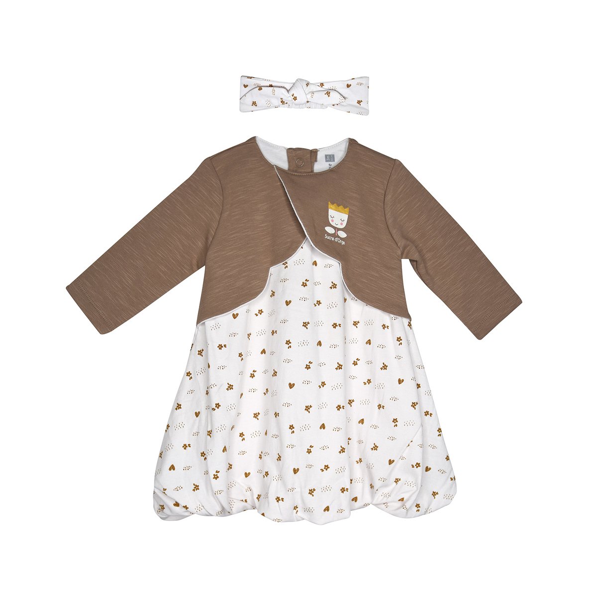 Ensemble robe bandeau prely maille manches longues beige, SUCRE D'ORGE