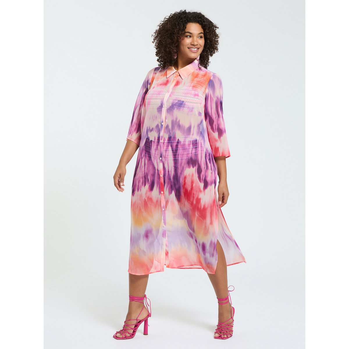 Robe chemise tie-dye violet, FIORELLA RUBINO