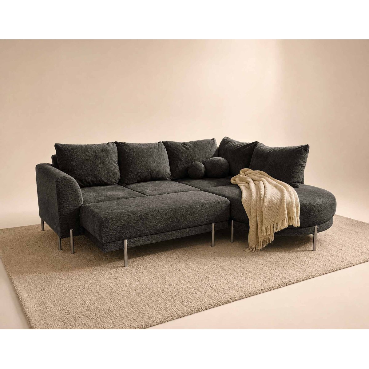Pouf - GABIN gris, BEST MOBILIER