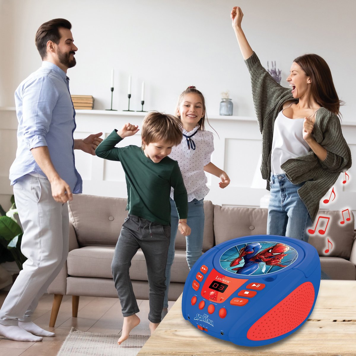 Lecteur CD Bluetooth Spider-Man bleu, LEXIBOOK