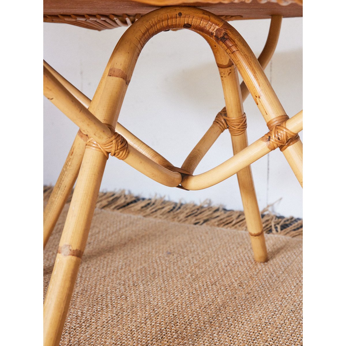 Table basse en rotin Léonie N°817 - Bon état bois clair, DEBONGOUT