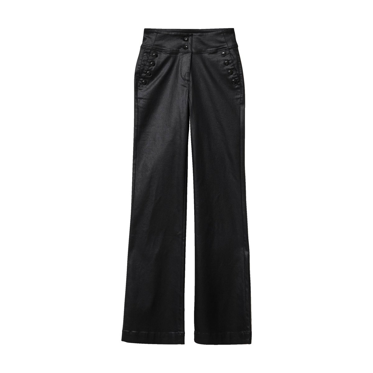 Pantalon bootcut enduit taille haute noir, BREAL