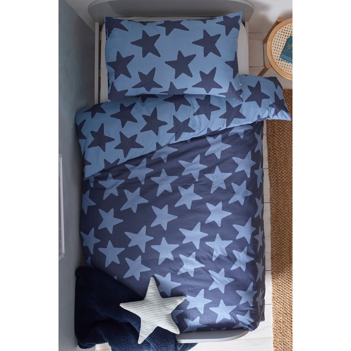Housse de couette en coton imprimée étoiles de la marine, NEXT