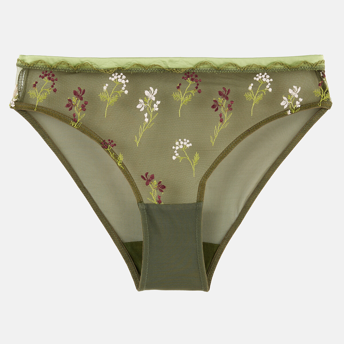 Cuecas de tule, bordada com motivos multicoloridos verde, LA REDOUTE COLLECTIONS