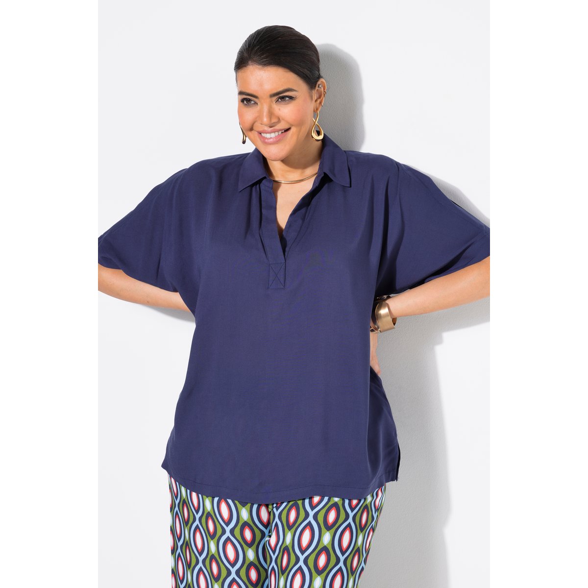 Blouse oversize. Col chemise et univers, ULLA POPKEN