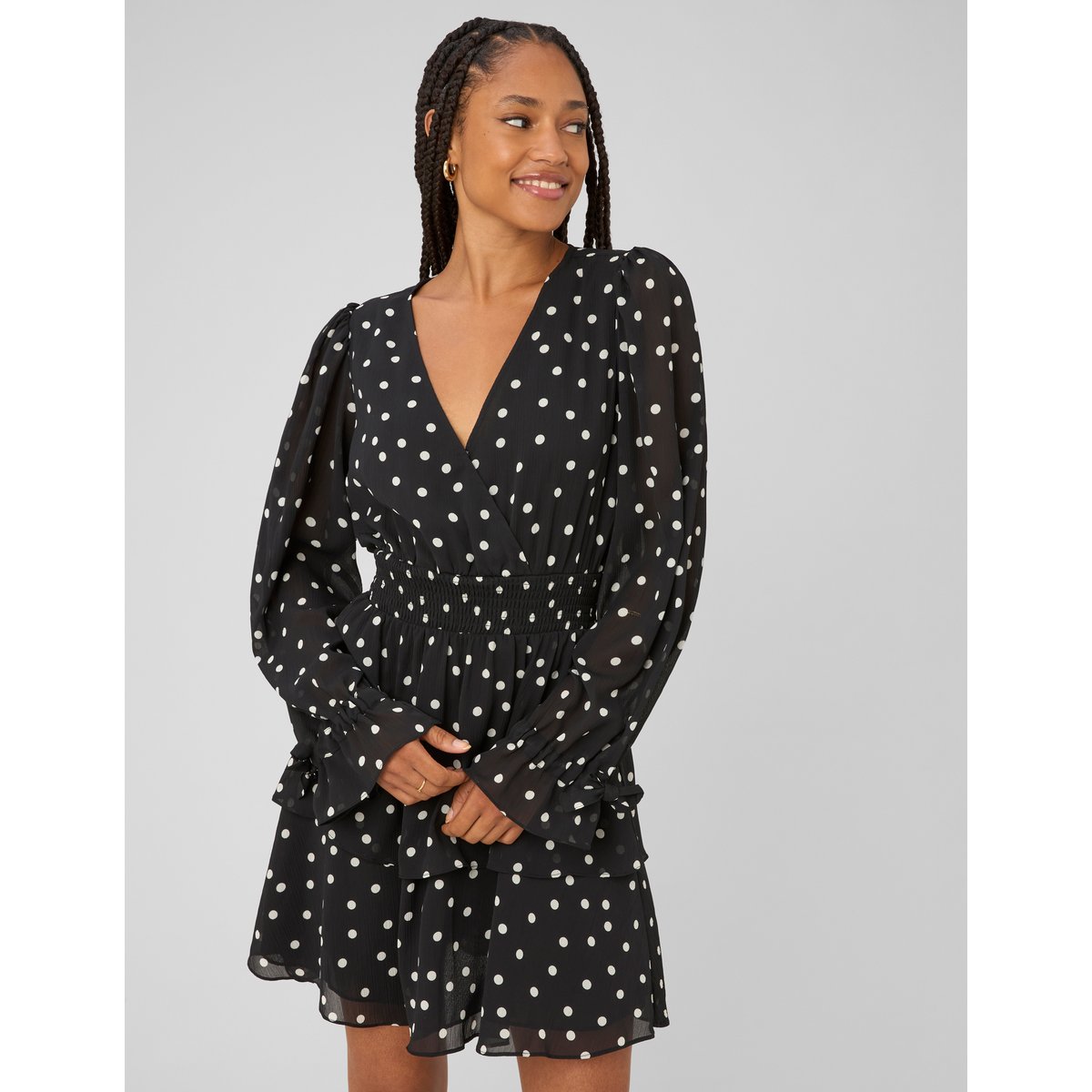 Robe courte imprimée noir, BZB