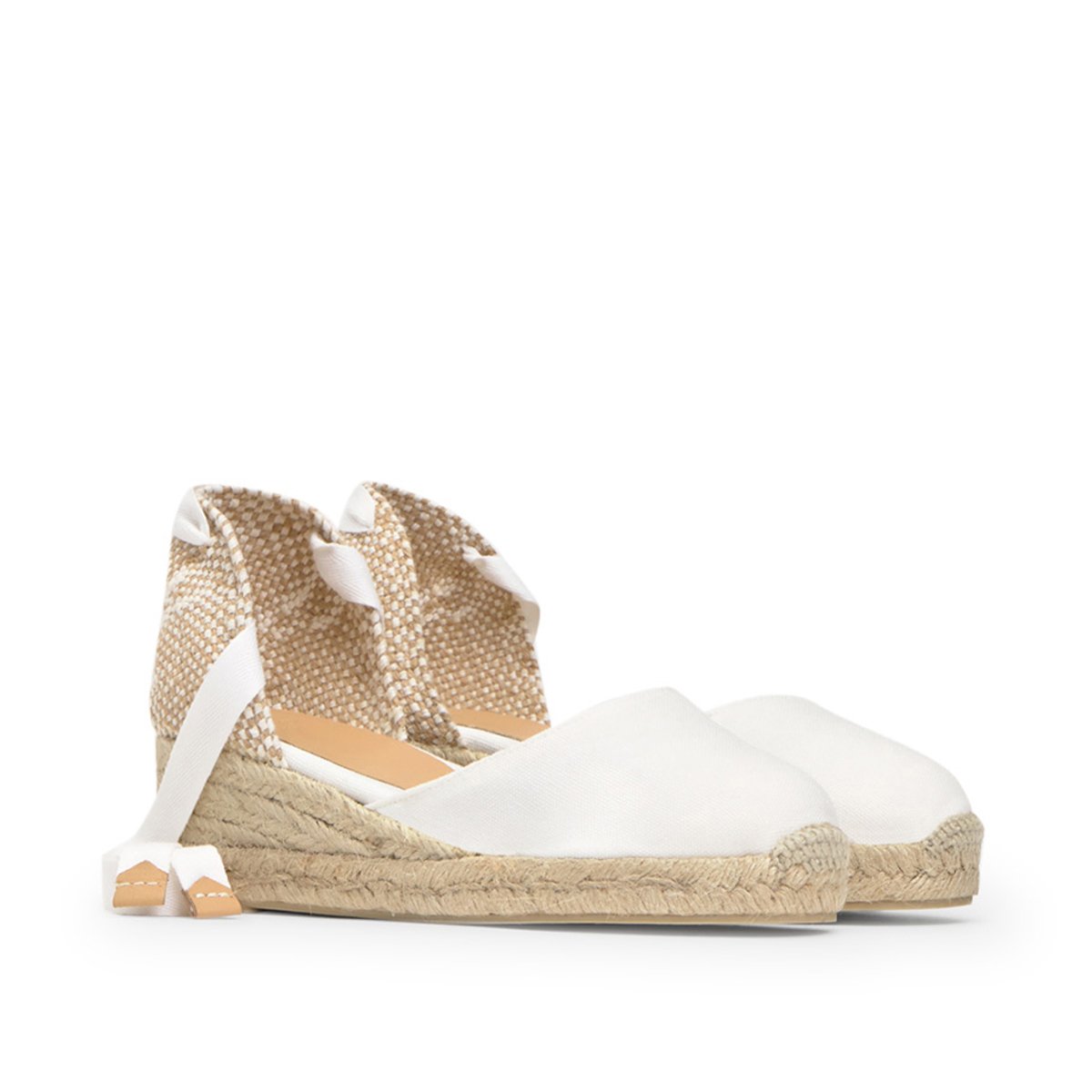 Espadrilles compensées à lacets avec plateforme tressée CARINA PLATFORM blanc, CASTANER