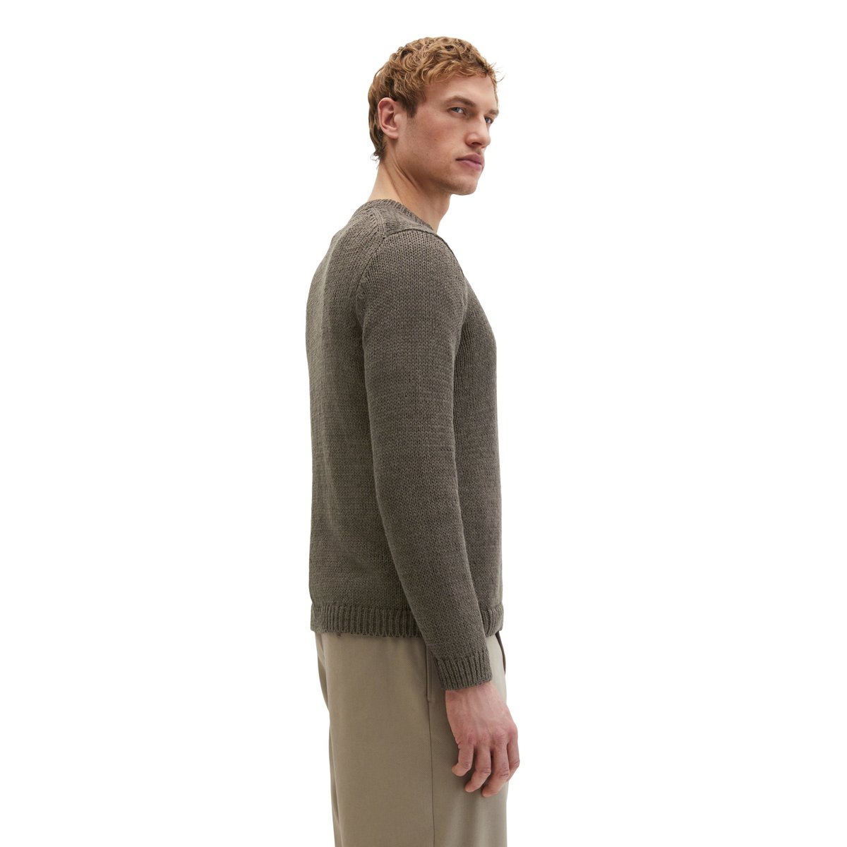 Pull-over regular en fil à bandelettes lâche brun foncé, MARC O'POLO
