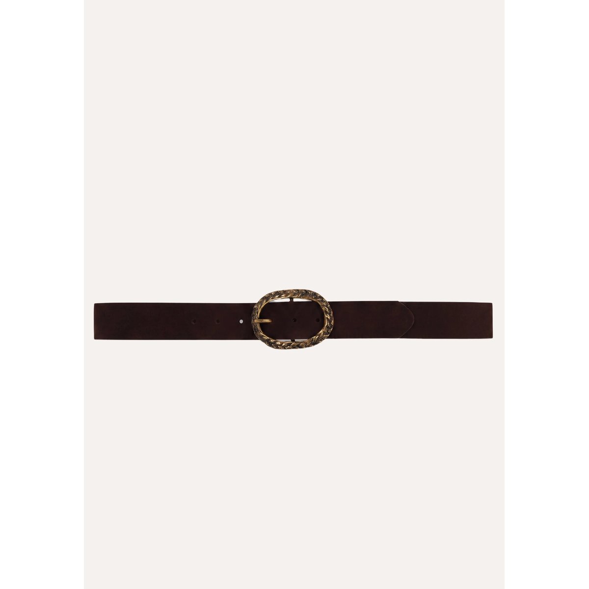 Ceinture en cuir suédé boucle ovale tressée ganache, LA FEE MARABOUTEE