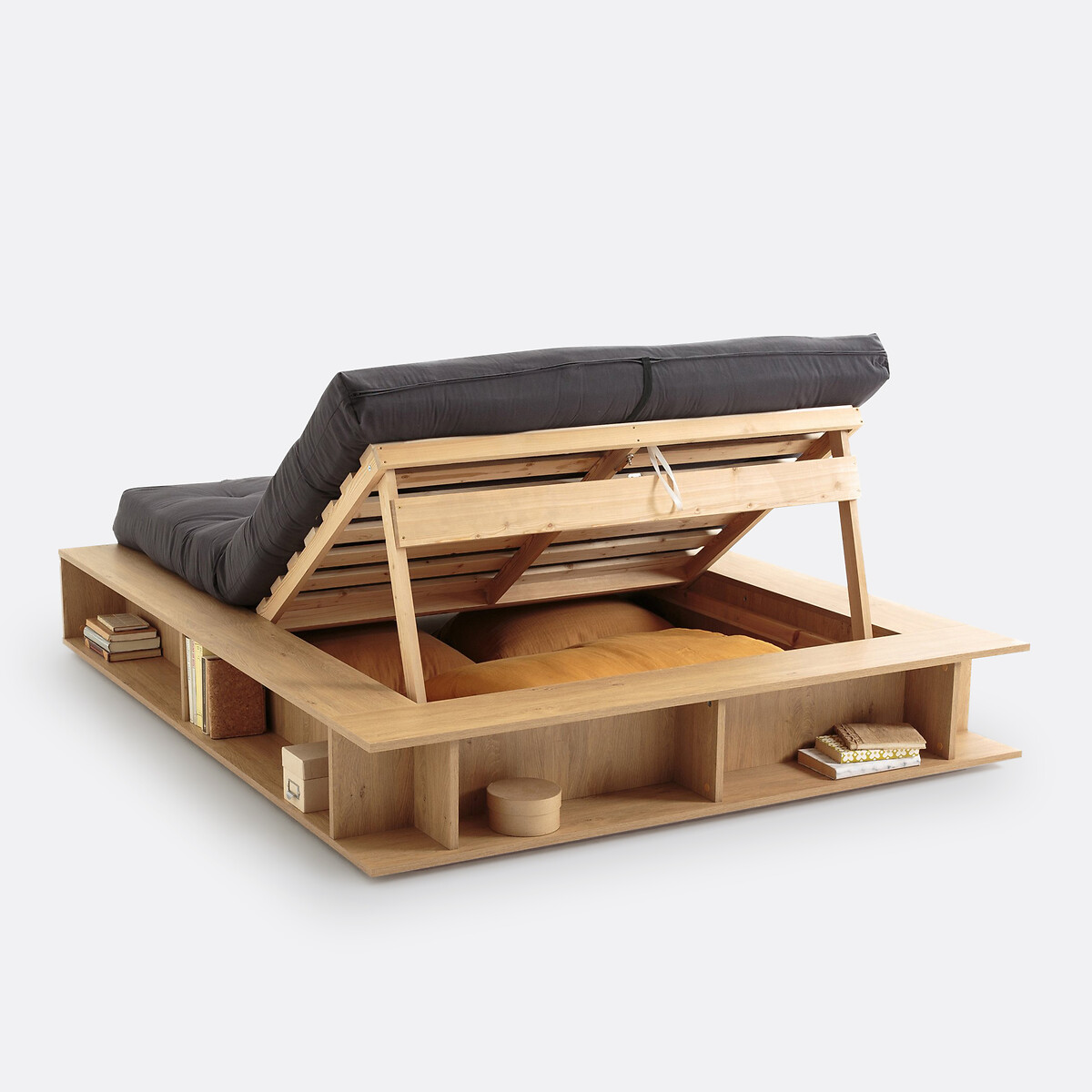 Letto con contenitore, rete semi-sollevabile Presto legno chiaro naturale, LA REDOUTE INTERIEURS