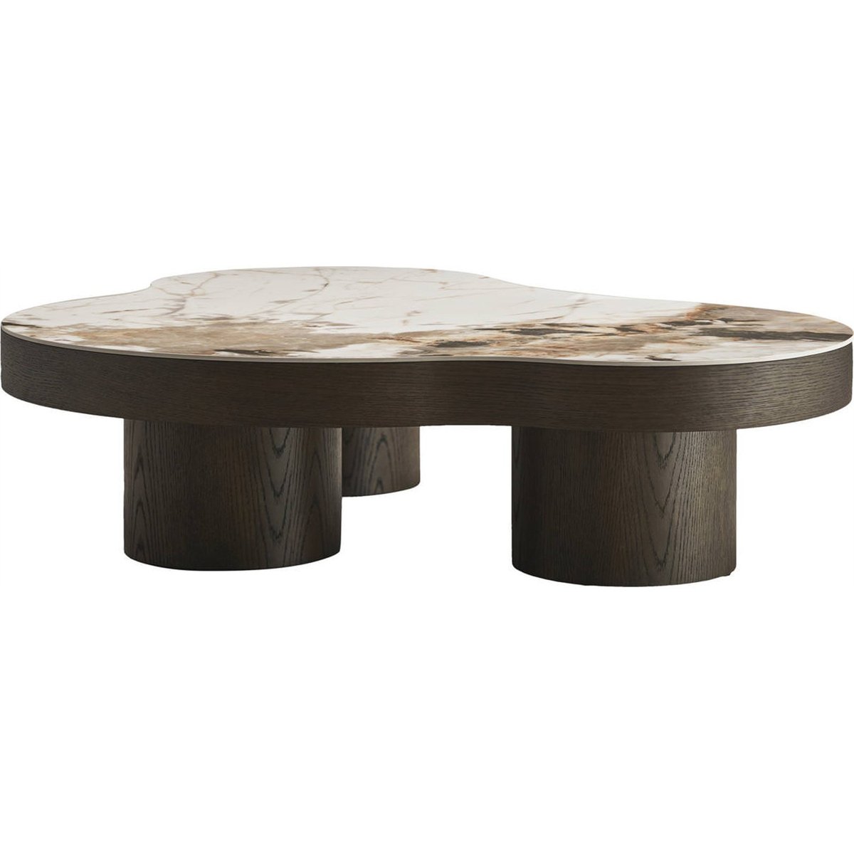 Table basse organique céramique LANGFORD marron brun et blanc veiné, RECOLLECTION