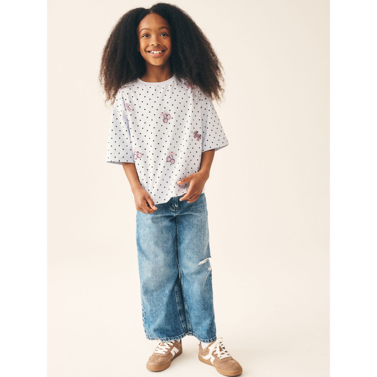 T-shirt orné de perles bleu, NEXT