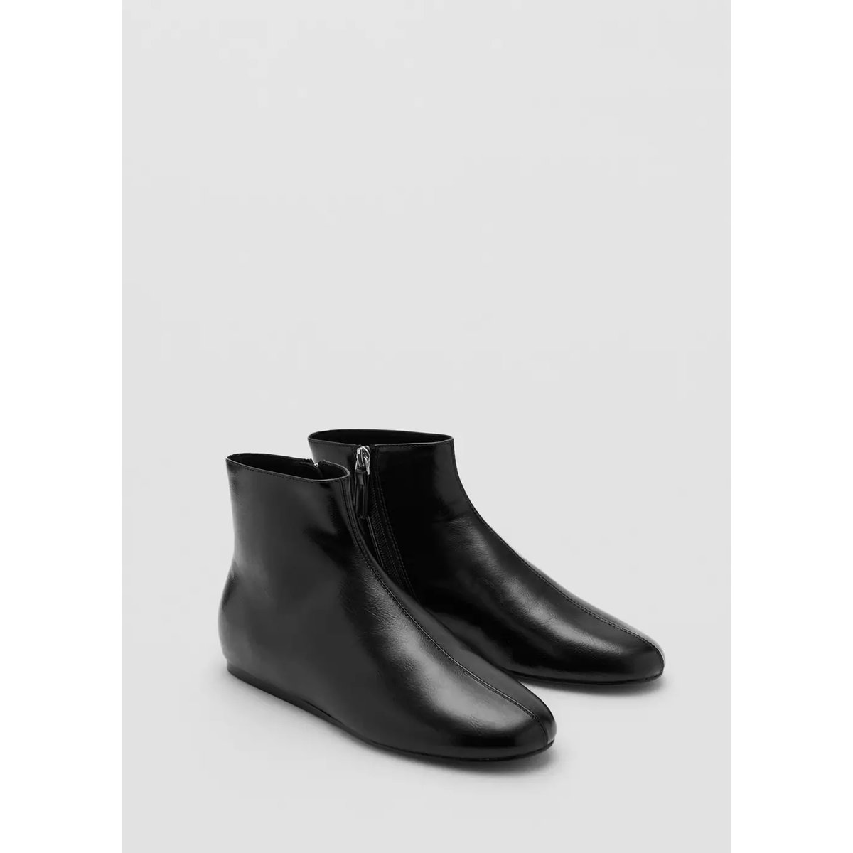 Bottines plates avec zip noir, MANGO