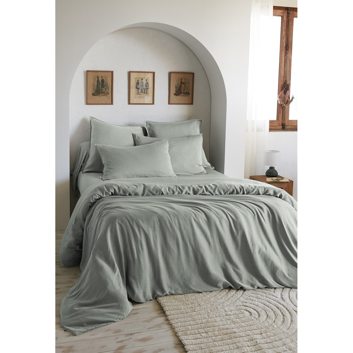 Taie de traversin lyocell uni Collection Lysandre beige, EDEN