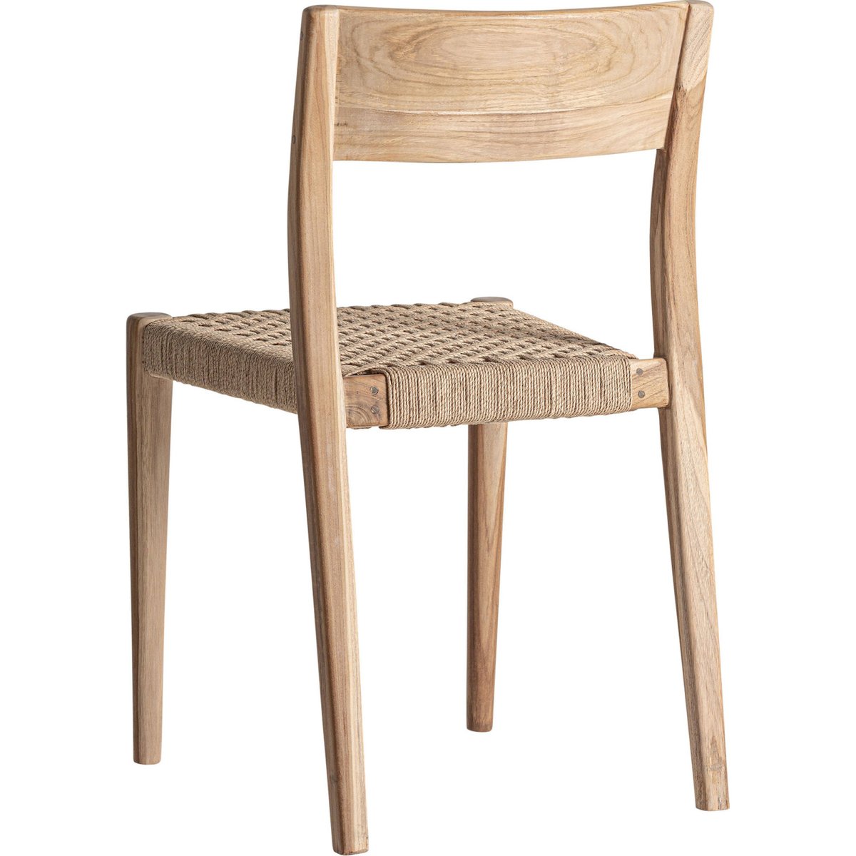 Chaise en teck assise tressée, Lot de 2 bois clair et fibre brun clair, RECOLLECTION