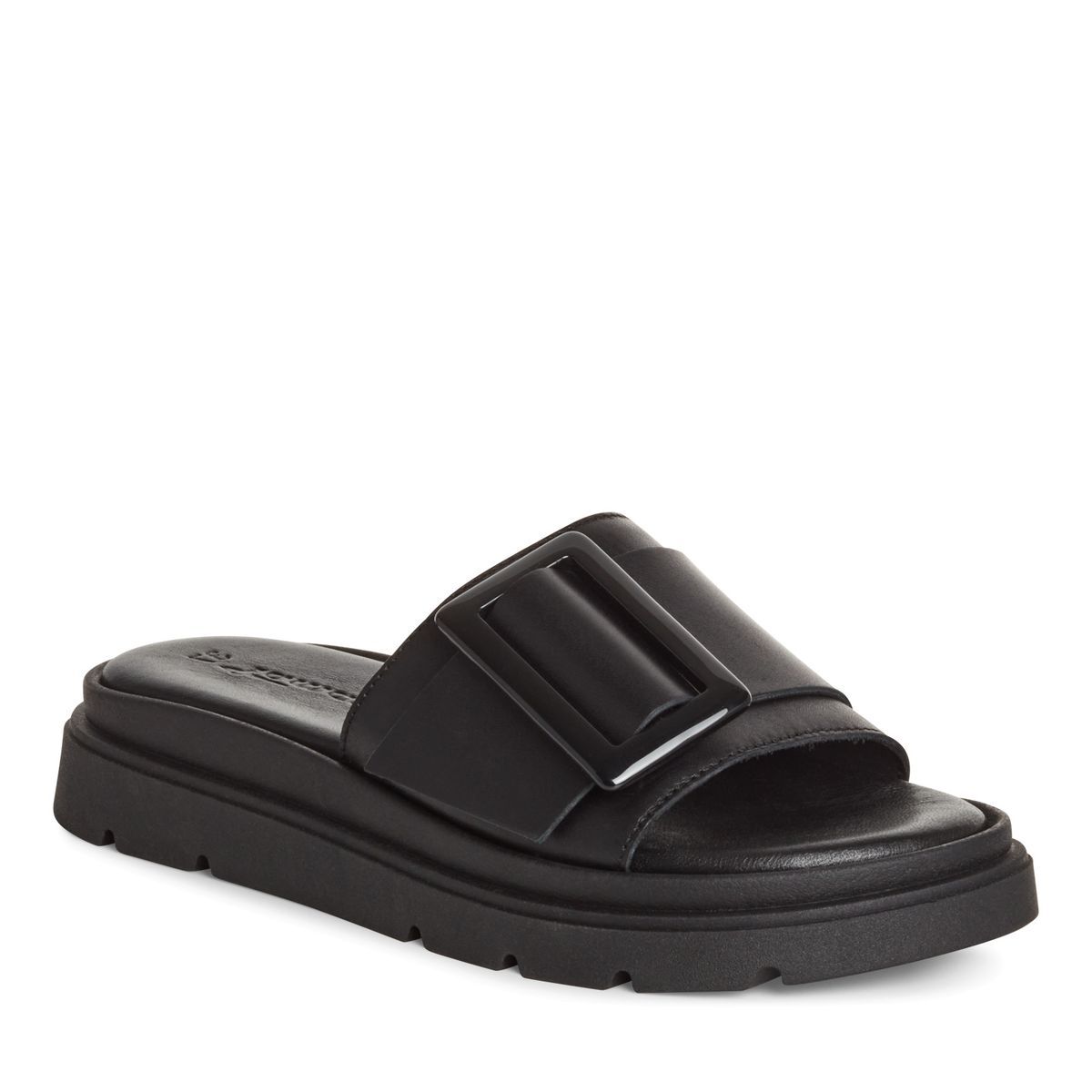 Mule en cuir noir, TAMARIS