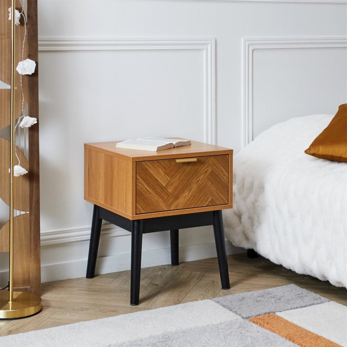 Table de chevet en bois FELIX marron, DECORATIE