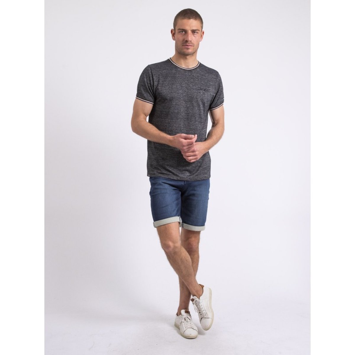 T-shirt Col Rond Pur Coton Nenalo noir, RITCHIE