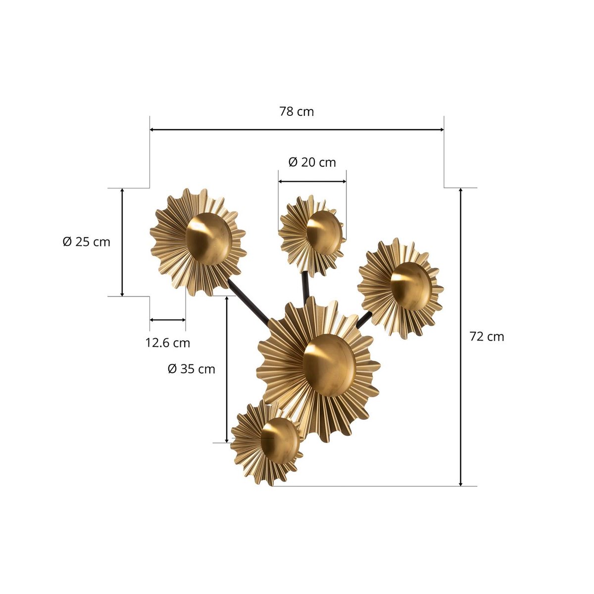 Applique en métal moderne, Senmia noir, doré, bronze galvanisé, LINDBY