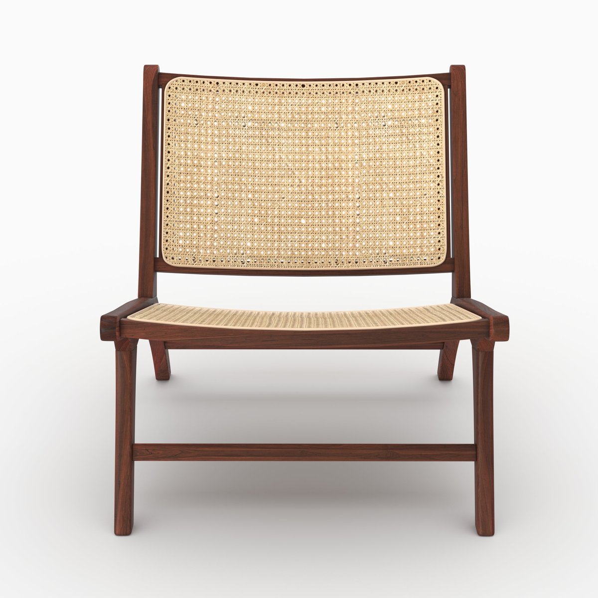 Fauteuil en teck et tressage cannage en rotin - KILKA marron foncé, MAISON PAVANE