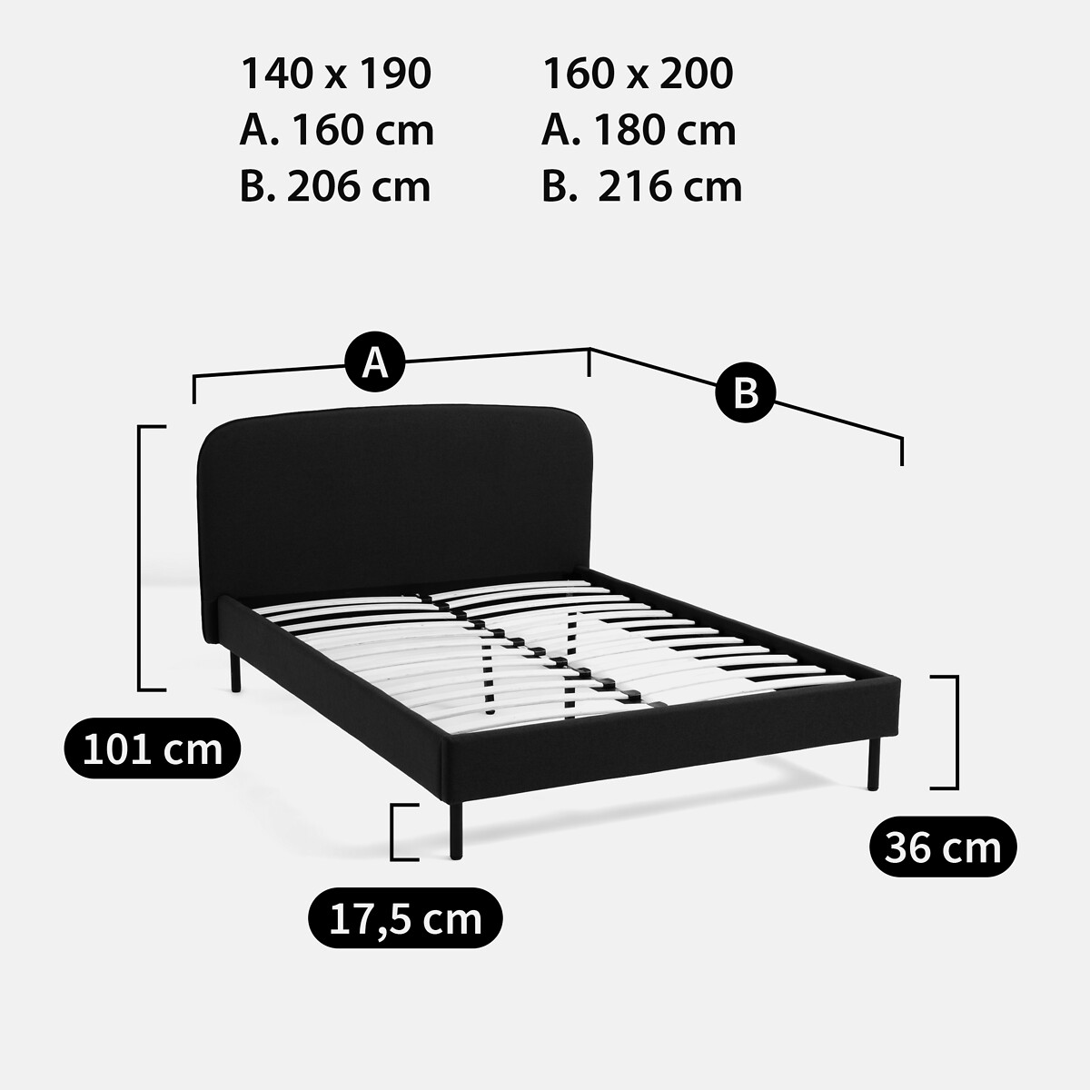 Lit rembourré avec sommier, Conto beige, LA REDOUTE INTERIEURS